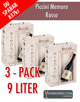 3-pack Piccini Memoro Rosso 3x3L i gruppen Vin / Bag In Box / Red hos Vingrossen.com - Vingrossen Handel GmbH (11552)