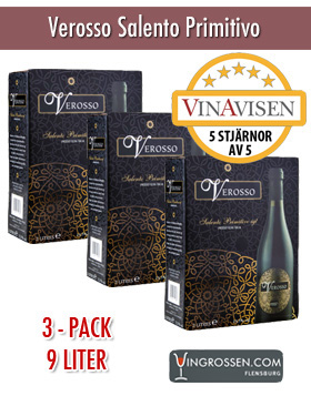 3-pack Verosso Salento Primitivo 3st x 3L BiB in the group Vin / Bag In Box / Red at Vingrossen.com - Vingrossen Handel GmbH (21216)