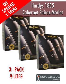 3-pack Hardys Winery 1853 Crest Cabernet/Shiraz/Melot 3-pack x 3L in the group Vin / Bag In Box / Red at Vingrossen.com - Vingrossen Handel GmbH (41692)