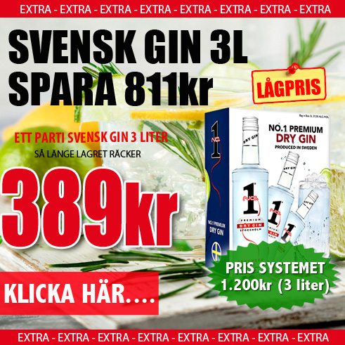 svensk gin 3l BiB 389kr